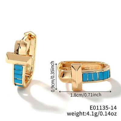 Geometric U-shaped Brass Hoop Earrings for Women