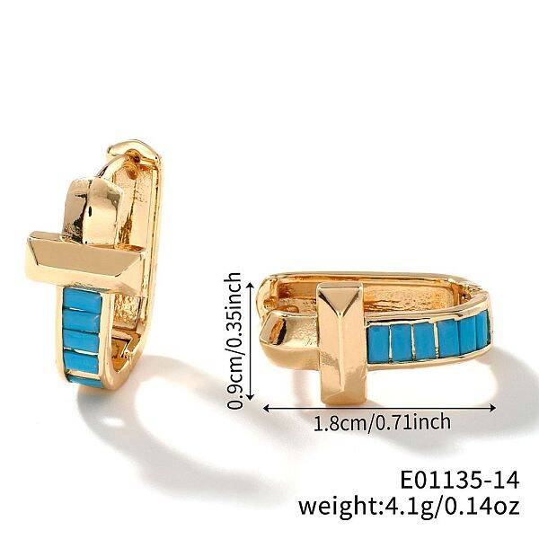 Geometric U-shaped Brass Hoop Earrings for Women