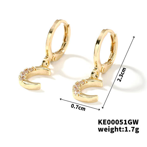Elegant Vintage Copper Hoop Earrings with Geometric Zircon Stones