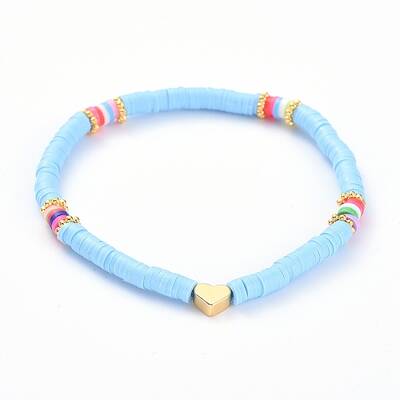 Handmade Polymer Clay Heishi Bead Stretch Bracelets