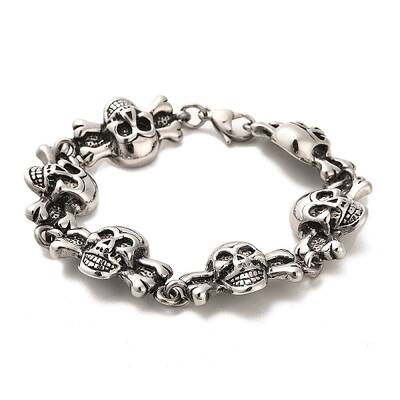304 Stainless Steel Skull Link Chain Bracelets
