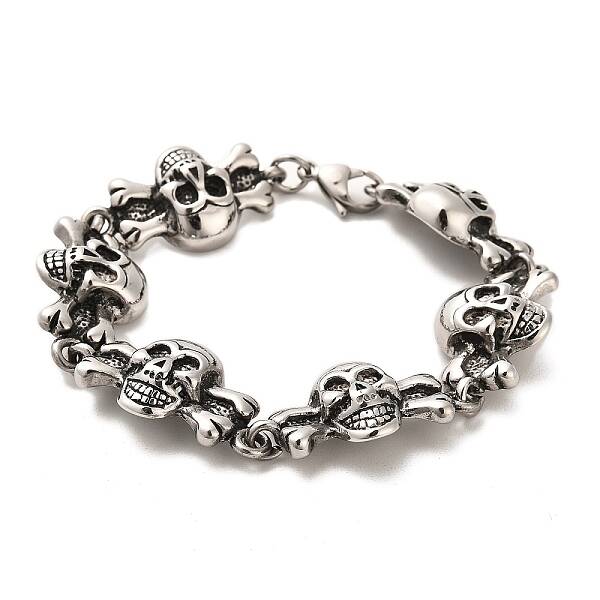 304 Stainless Steel Skull Link Chain Bracelets