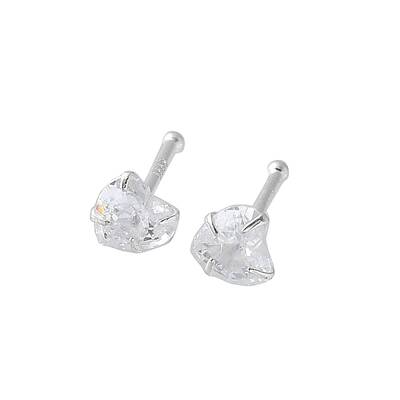 S999 Fine Silver Clear Cubic Zirconia Stud Earrings