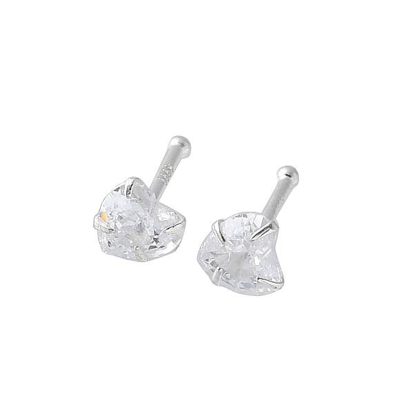 S999 Fine Silver Clear Cubic Zirconia Stud Earrings