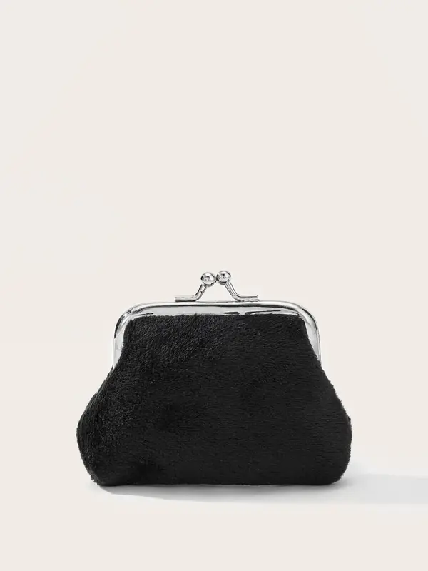 Women's Solid Color Coin Purse, Fashionable Portable Kiss Lock Buckle Coin Purse for Daily Use and Work, Casual Trendy Versat...