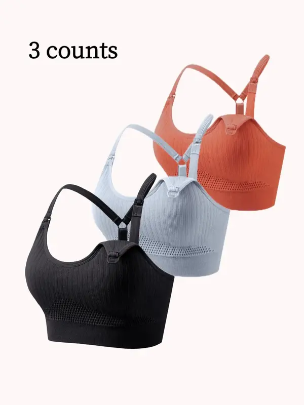 Maternity Solid Color Breathable Removable Chest Pad Wireless Nursing Bra, Soft Maternity Bra for Pregnancy, Maternity Pregn...