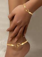Women's Elegant Heart Design Anklet & Bracelet, Fashion Jewelry for Party, Daily Clothing Decor, Trendy All-match & Exquisite...