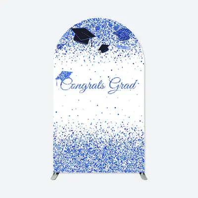 Aperturee Blue Congrats Grad Party Double Sided Arch Backdrop | Diy Chiara Backdrop Cover | Chiara Wall Backdrop Diy | Custom...