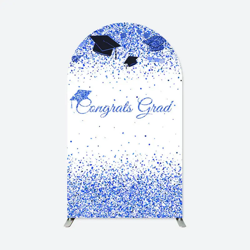 Aperturee Blue Congrats Grad Party Double Sided Arch Backdrop | Diy Chiara Backdrop Cover | Chiara Wall Backdrop Diy | Custom...