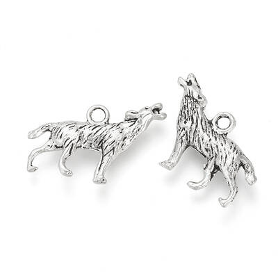 Tibetan Style Alloy Howling Wolf Pendants