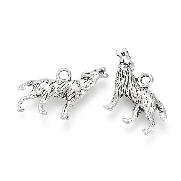 Tibetan Style Alloy Howling Wolf Pendants
