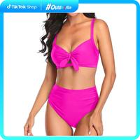 Tempt Me Women Two Piece Swimsuits High Waisted Bikini Set Tummy Control Full Coverage Ruched Tie Knot Bathing Suits Plus Siz...