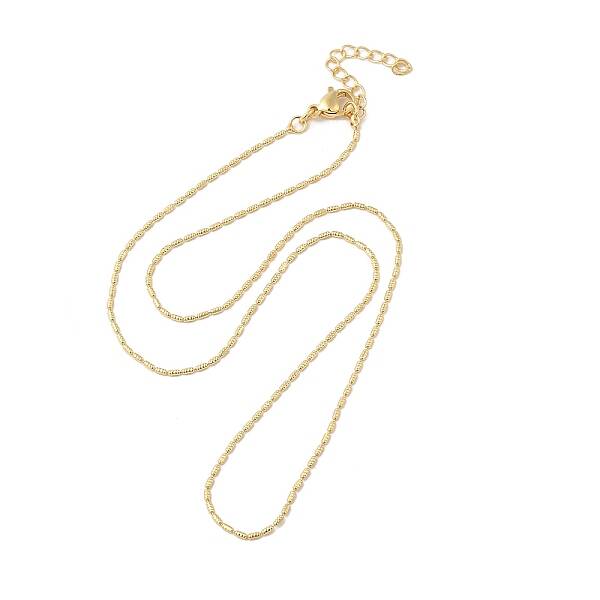 Brass Oval Beaded Chain Necklace