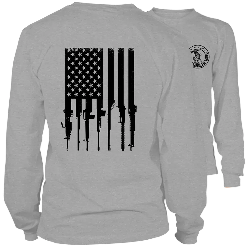 Rifle Flag - Long Sleeve Heather Gray T-Shirt