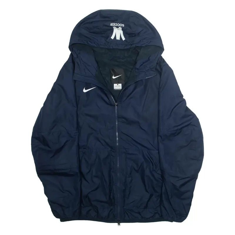 NIKE Mens Rain Jacket Blue Hooded L