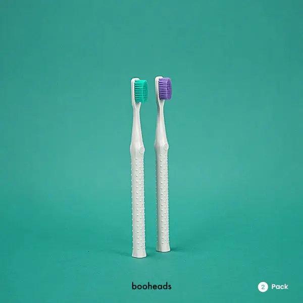 booheads - 2PK - Biodegradable Eco Toothbrushes - Purple & Aqua | Biodegradable,Recyclable and plant-based