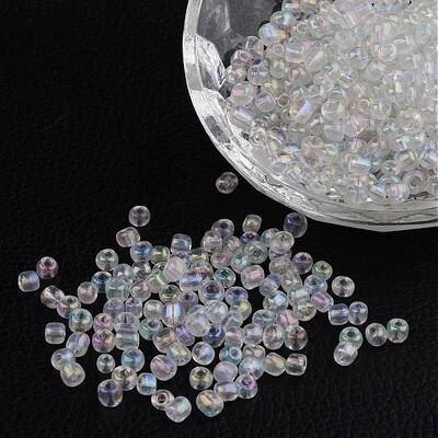 6/0 Transparent Rainbow Colours Round Glass Seed Beads