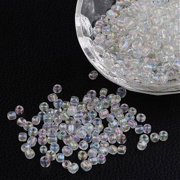 6/0 Transparent Rainbow Colours Round Glass Seed Beads