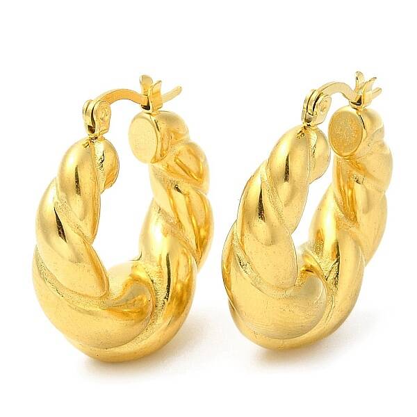 Ion Plating(IP) 304 Stainless Steel Rope Chains Shape Hoop Earrings