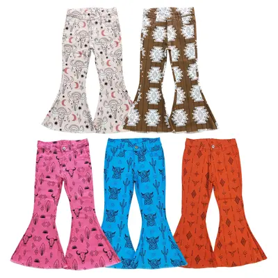 Fashion Girl Western Casual Multicolor  Bell Bottoms,Girls Jeans Denim teen girl clothes