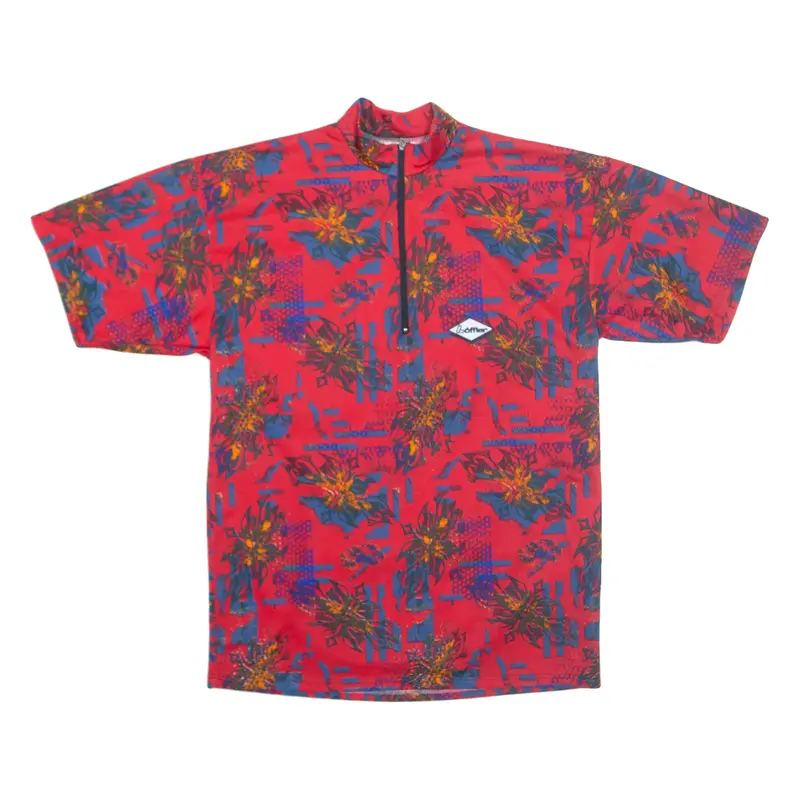 Cycling Mens T-Shirt Red 1/4 Zip XL