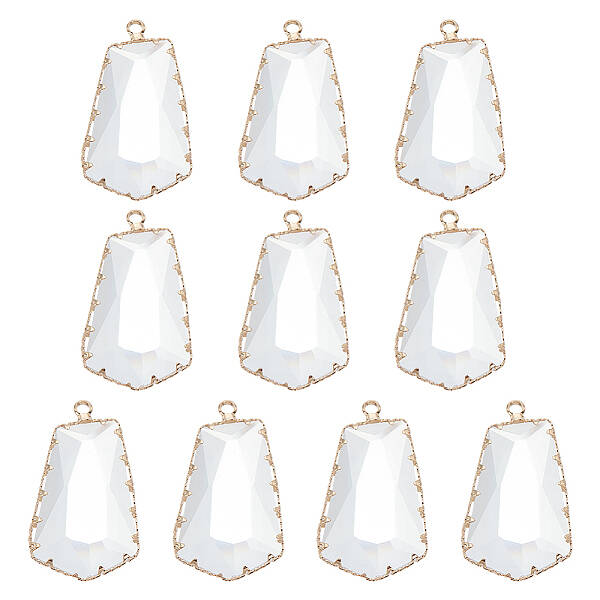 10Pcs Clear Glass Pendants