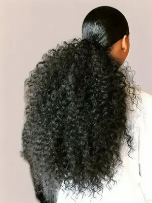 20 Inch Drawstring Kinky Coily Ponytail Extensions, Natural Afro Coily Ponytail Extension, Synthetic Instant Clip Ponytail, A...