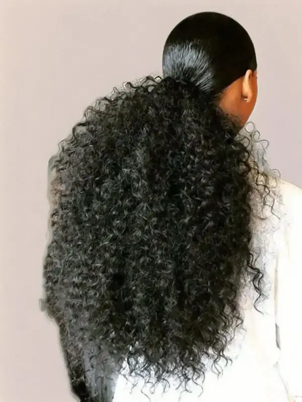 20 Inch Drawstring Kinky Coily Ponytail Extensions, Natural Afro Coily Ponytail Extension, Synthetic Instant Clip Ponytail, A...