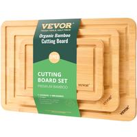 VEVOR Cutting Board, 3 Pieces, Premium Versatile Bamboo Cutting Board with Food-Grade Oil and Juice Groove,Sturdy & Durable C...