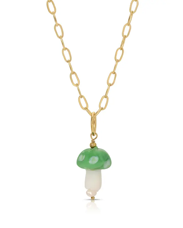 Pliz Necklace | Color: Green | Metal Color: Gold