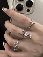 Star & Rhinestone Decorated Ring Set, Princess Ring, Fashion Accessories for Women & Girls, Trendy All-match & Exquisite Jewe...