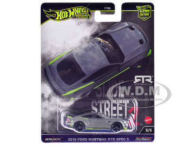 2018 Ford Mustang RTR Spec 5 Gray Slide Street 2 Series Diecast Model Car by Hot Wheels