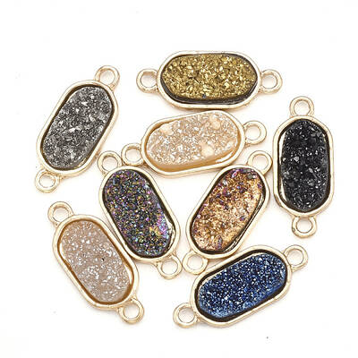 Plating AB Natural Druzy Agate Links connectors