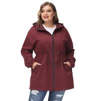Hanna Nikole Women's Plus Size Long Hooded Raincoat Lightweight Waterproof Windbreaker Jacket WIth Pockets dealsforyoudays