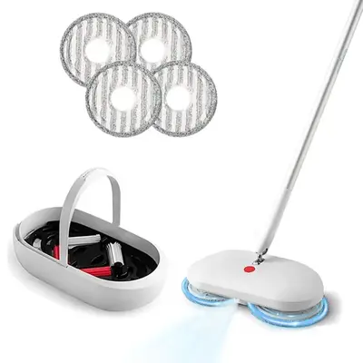 Electric Mop Multifunction 30 Seconds One-Touch Self-Cleaning Mop Cordless with 4 Pack Mop Pads & Automatic Cleaning Buckle B...