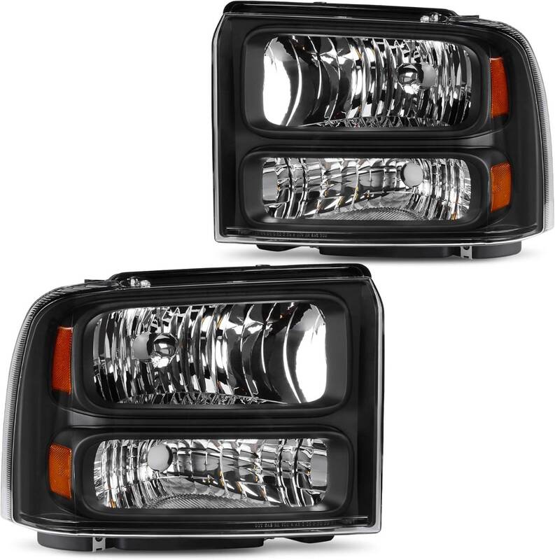 YITAMOTOR® Headlights Assembly Compatible with 2005-2007 Ford F250 F350 F450 F550 Super Duty/05 Ford Excursion Black Housing...