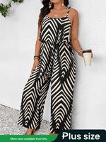 【Plus Size】 Tie Shoulder Wide Leg Jumpsuit, Casual Sleeveless Jumpsuit for Holiday Vacation, Women's Plus Clothing for Su...