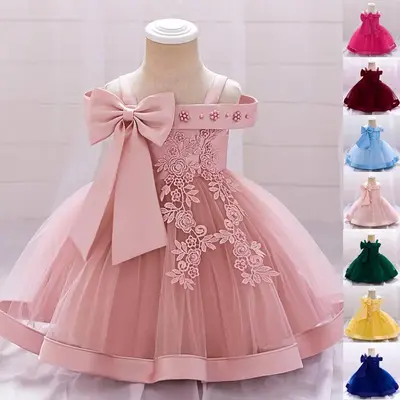 Applique Kids Clothes Big Bow 5081 Green Flower Girls Frock Beading Ball Gown Pageant Children Elegant Princess Prom Host For...
