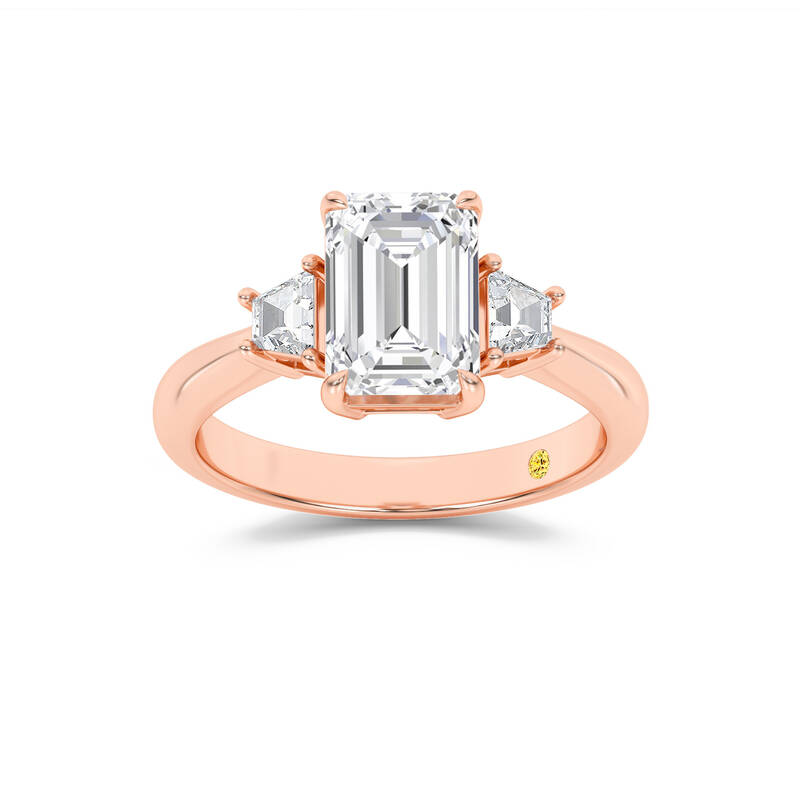 Nova Three Stone Emerald Cut Lab Grown Diamond Engagement Ring | 10K Rose Gold 3 1/3 CT. TW.