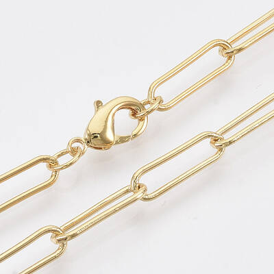 Brass Round Oval Paperclip Chain Necklace Making