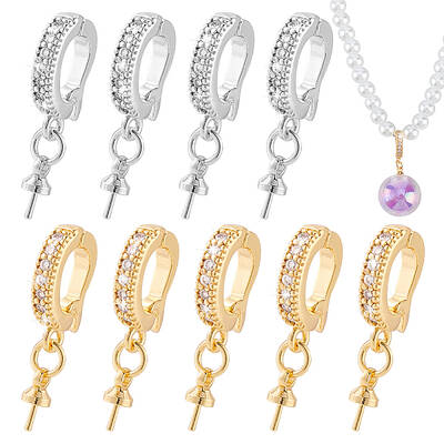 10Pcs 2 Colors Brass Crystal Rhinestone Fold Over Clasps
