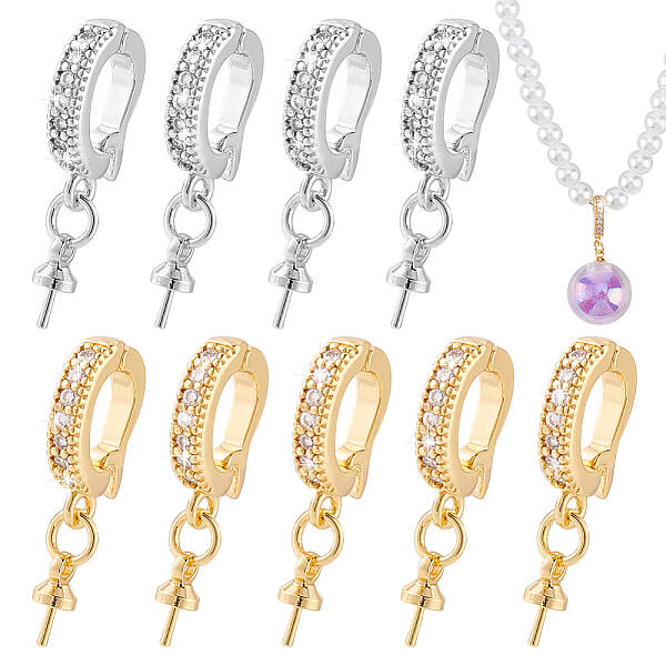 10Pcs 2 Colors Brass Crystal Rhinestone Fold Over Clasps