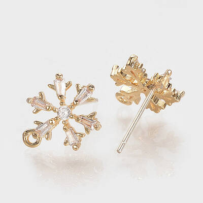Brass Cubic Zirconia Ear Stud Findings