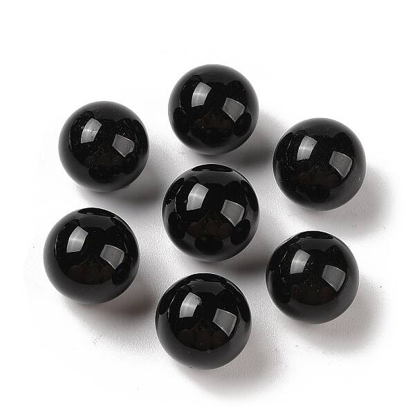 Natural Black Onyx(Dyed & Heated) No Hole Sphere Beads