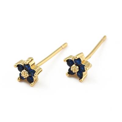 Cubic Zirconia Flower Stud Earrings