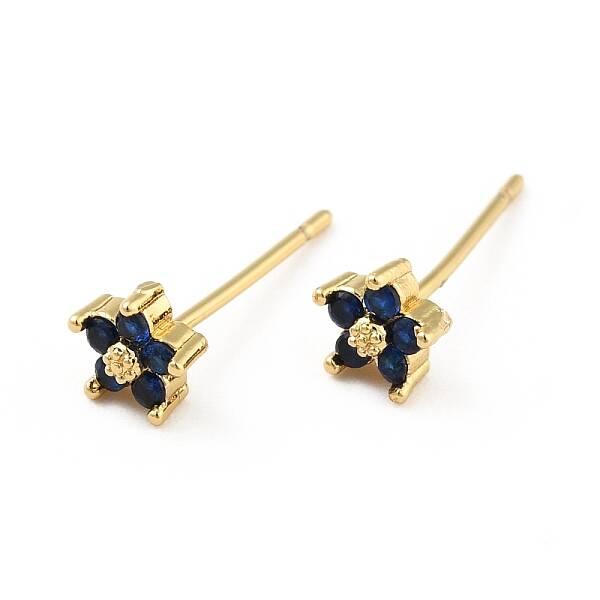 Cubic Zirconia Flower Stud Earrings