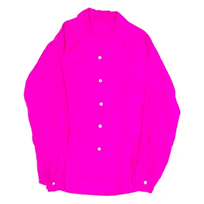 Mens Plain Shirt Pink Long Sleeve S