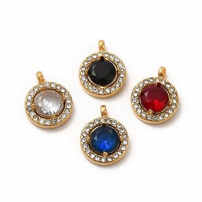 PVD Vacuum Plating 304 Stainless Steel Cubic Zirconia Pendants
