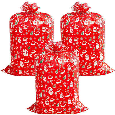 Christmas 3Pcs Rectangle Plastic Gift Storage Bags