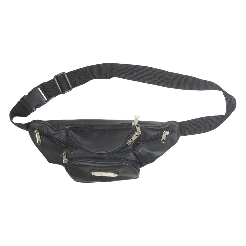 M.S. Mens Bum Bag Black Leather